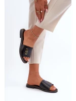 Zazoo 40384 Eleganckie Skórzane Klapki Damskie Czarne