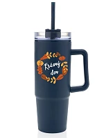BEAUTIFUL DAY (AUTUMN) - modrý cestovný termohrnček s priehľadným viečkom 900 ml