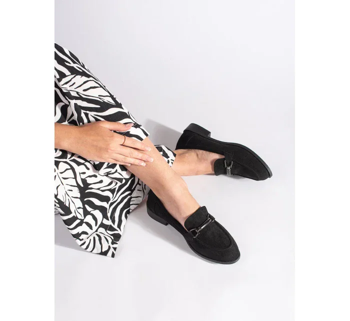 Dámske moderné mokasíny čierne bez podpätku Dámske moderné mokasíny čierne bez podpätku