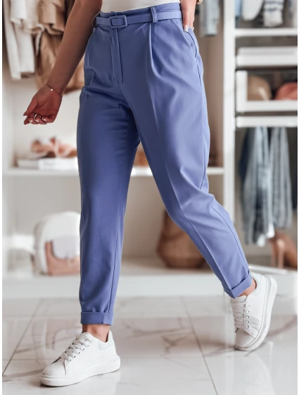 Ležérne dámske plisované nohavice s opaskom PLISSO blue FashionStreet UY2517