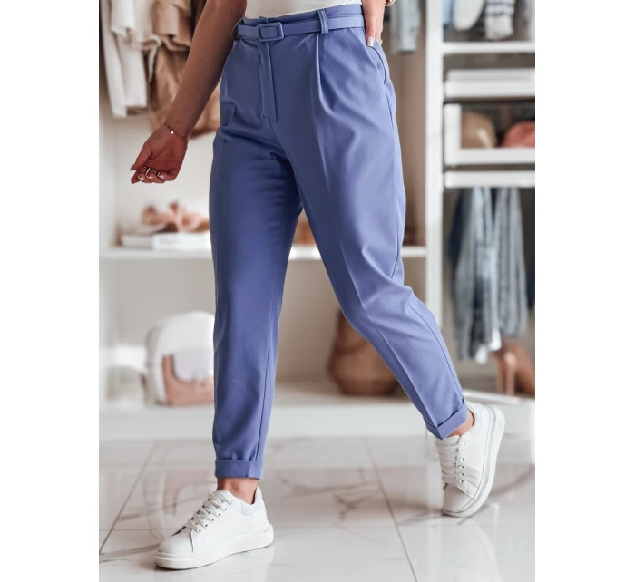 Ležérne dámske plisované nohavice s opaskom PLISSO blue FashionStreet UY2517