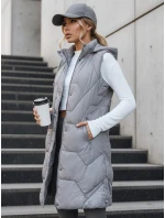 Dámska dlhá prešívaná sivá vesta FashionStreet TY5266