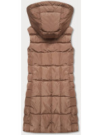 Dámska vesta v karamelovej farbe s kapucňou (B8089-22)