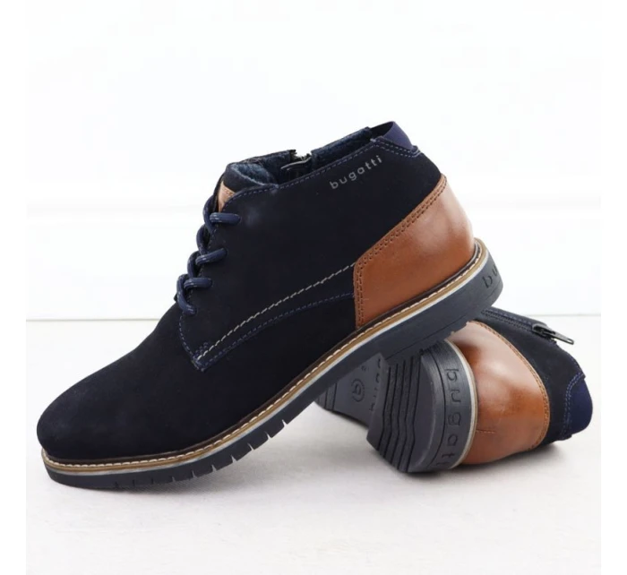 Pánské semišové kožené boty tmavě modré model 21906024 - Bugatti Pánské semišové kožené boty tmavě modré model 21906024 - Bugatti