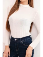 Dámska kašmírová blúzka s rolákom a dlhými rukávmi svetlo béžová