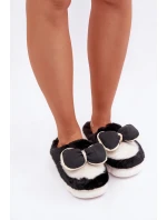 Futrzane Kapcie Z Kokardką Czarne Grilis Futrzane Kapcie Z Kokardką Czarne Grilis