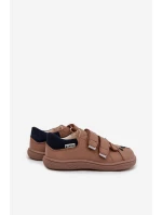 Kožené detské topánky Barefoot s medvedíkom Bartek Beige