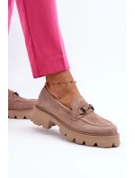 Robustné dámske béžové semišové mokasíny Neloria Robustné dámske béžové semišové mokasíny Neloria