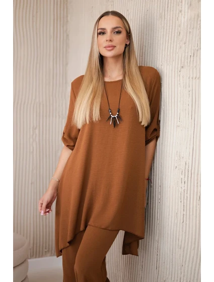 Súprava blúzka + nohavice s tmavým ťavím príveskom