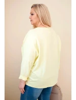 Dámske Plus veľkosť bavlnené V-neck blúzka žltá