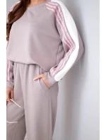 Dámský komplet s lampasem a manžetou máslový fango