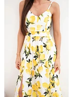 Dámské maxi šaty s na ramínkách ecru model 22205809 - K-Fashion