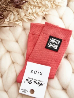 Dziecięce Gładkie Skarpetki Z Naszywką Różowe