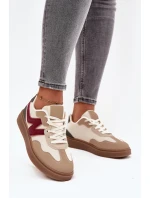 Sneakersy Damskie Niskie Eko Skórzane Beżowe Givelle