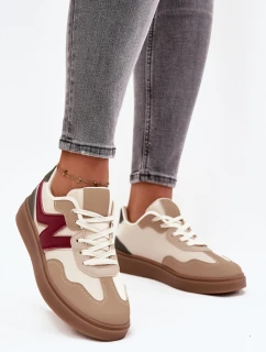 Sneakersy Damskie Niskie Eko Skórzane Beżowe Givelle