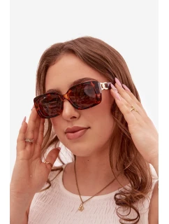Dámské sluneční brýle s zlatým detailem Hnědé