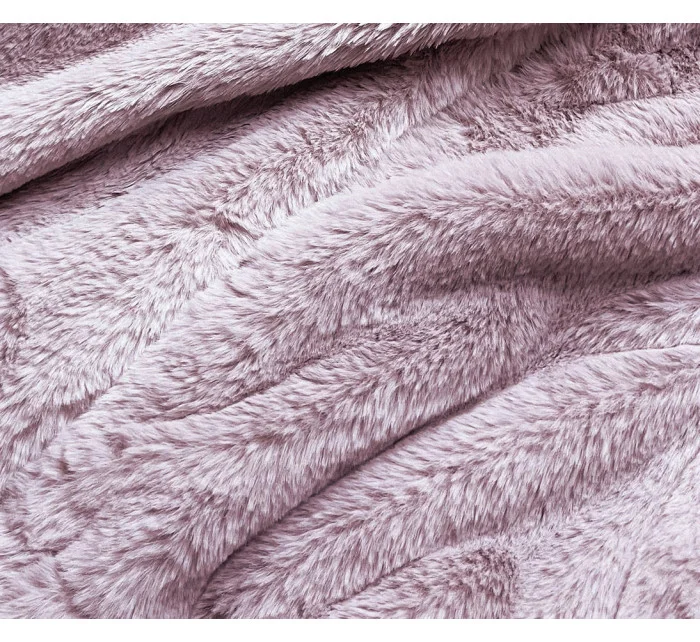 Krátka ružová dámska kožušinová bunda (R8050-81)