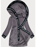 Tmavosivá tenká dámska bunda s ozdobnou lemovkou (B8145-9)