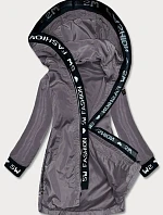 Dámska tenká bunda s ozdobným lemovaním tmavosivá (B8145-9)