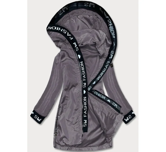 Tmavosivá tenká dámska bunda s ozdobnou lemovkou (B8145-9)