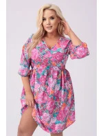 Ružové a zelené dámske letné kvetinové šaty (8276) Ružové a zelené dámske letné kvetinové šaty (8276)