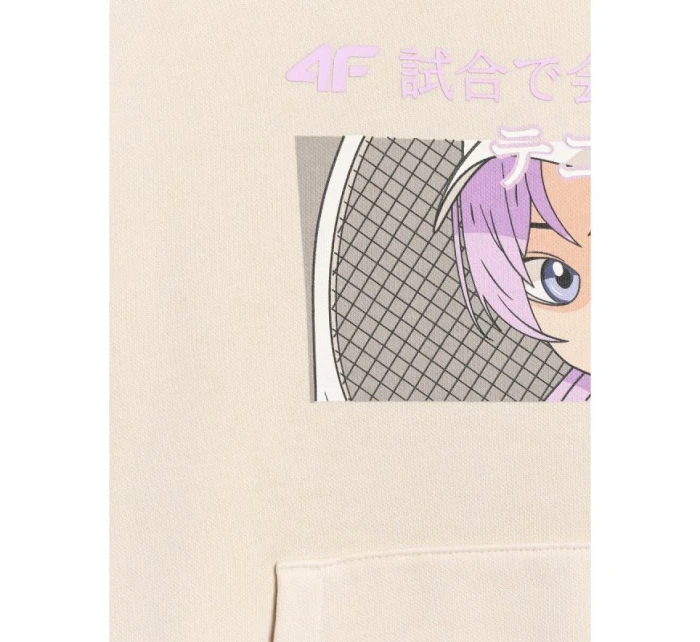 Dievčenská mikina bez prúžkov s kapucňou 4F 4FJRAW25TSWSF2294-11S