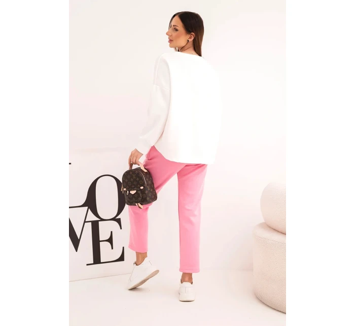 Dámský komplet máslový s kontrastní kapsou světle růžový Dámský komplet máslový s kontrastní kapsou světle růžový