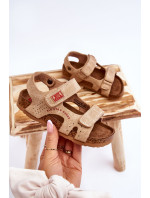 Detské ľahké sandále na suchý zips Big Star LL374140 Beige