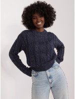 Tmavomodrý krátky dámsky pletený sveter od MAYFLIES