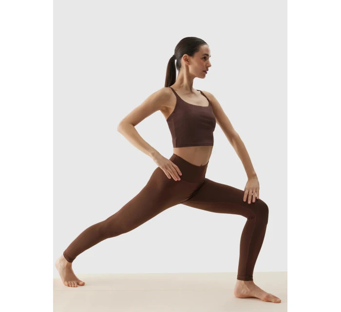 Dámsky recyklovaný top na jogu 4F - hnedý