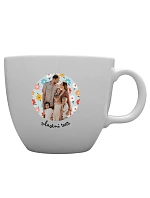 Personalizovaný keramický hrnček MEGA XXL s objemom 1 000 ml s výrezom pre fotografiu na pozadí