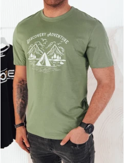 Pánské zelené tričko s potiskem Dstreet model 21973788 - FashionStreet
