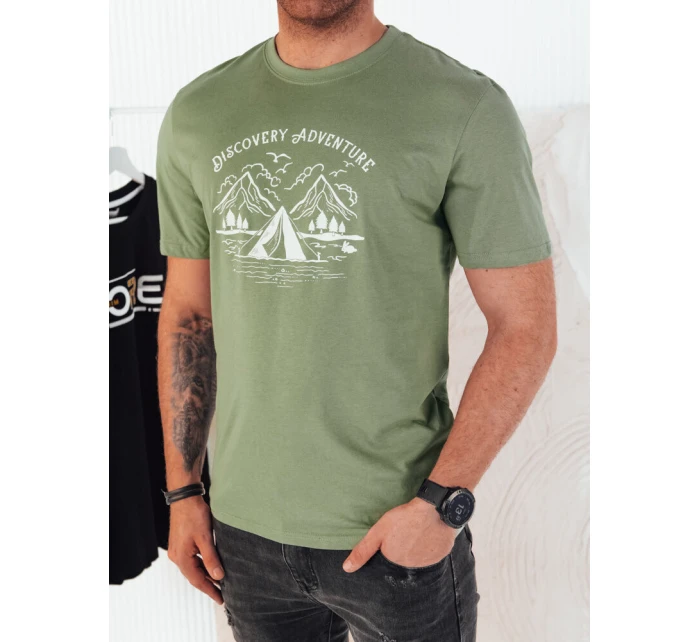 Pánské zelené tričko s potiskem Dstreet model 21973788 - FashionStreet