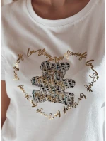 TEDDYCAP dámske tričko s medvedíkom biele FashionStreet RY2745