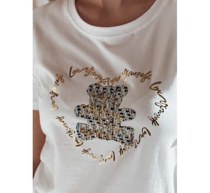 TEDDYCAP dámske tričko s medvedíkom biele FashionStreet RY2745