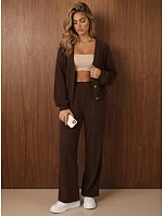 Dámská sada z kordového svetru a kalhot v čokoládové barvě FashionStreet AY1241 Dámská sada z kordového svetru a kalhot v čokoládové barvě FashionStreet AY1241