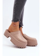 Damskie Klapki Na Masywnej Podeszwie Big Star NN274016 Beżowe Damskie Klapki Na Masywnej Podeszwie Big Star NN274016 Beżowe