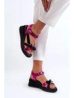 Dámské sandály s mašlí D&A model 21660353 fuchsie - S.Barski