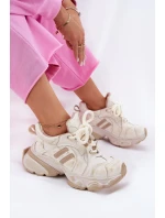 Dámské Kožené Tenisky model 21692733 Béžové - Goe