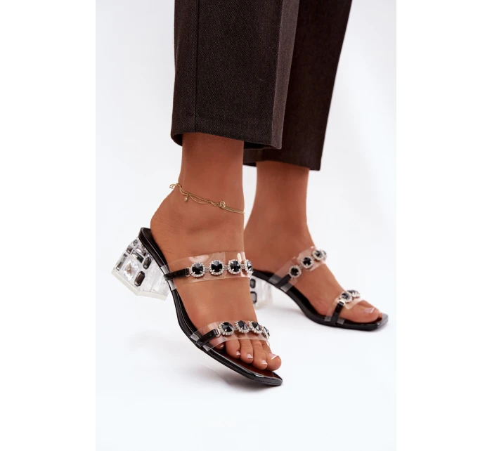 Dámské pantofle s krystaly D&A MR1037-02 Černé