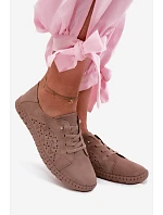 Prodyšné semišové polobotky tmavě béžové Flaria