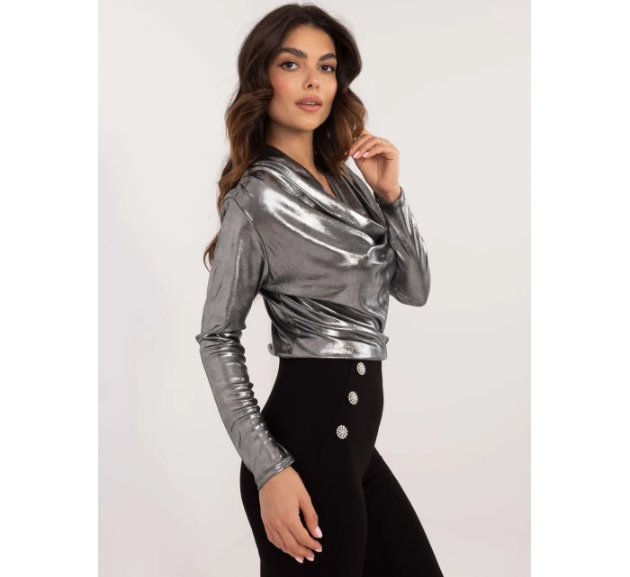 Bluzka DHJ BZ model 21795527 czarno srebrny - FPrice Bluzka DHJ BZ model 21795527 czarno srebrny - FPrice