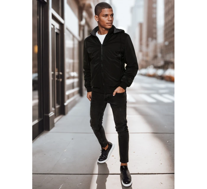 Pánska obojstranná bunda s kapucňou čierna FashionStreet TX4951