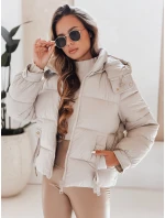Dámská prošívaná bunda s kapucí béžová Dstreet model 21991198 - FashionStreet