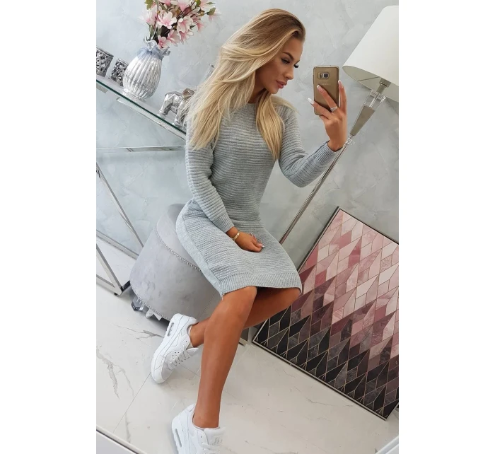 Svetr Pruhované šaty šedé Svetr Pruhované šaty šedé