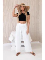 Kalhoty se širokými nohavicemi ecru Kalhoty se širokými nohavicemi ecru