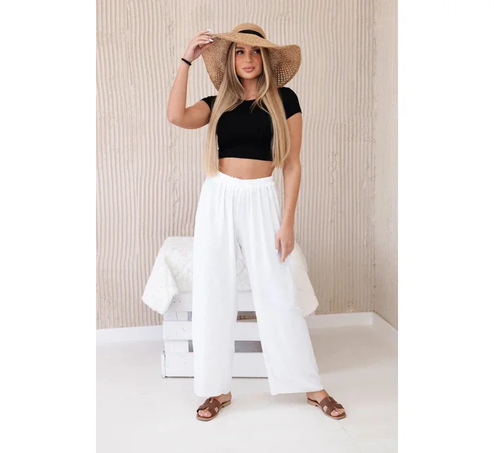Kalhoty se širokými nohavicemi ecru Kalhoty se širokými nohavicemi ecru