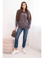 Dámska mikina s kapucňou a klokankou z bavlneného úpletu graphite Dámska mikina s kapucňou a klokankou z bavlneného úpletu graphite