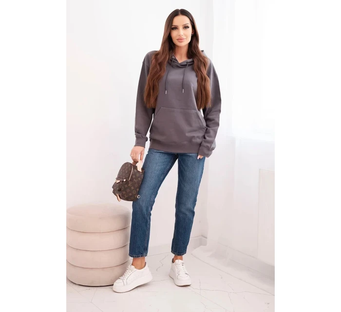 Dámska mikina s kapucňou a klokankou z bavlneného úpletu graphite Dámska mikina s kapucňou a klokankou z bavlneného úpletu graphite