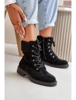 Damskie Ocieplane Botki Workery Na Zamek Czarne Mivael